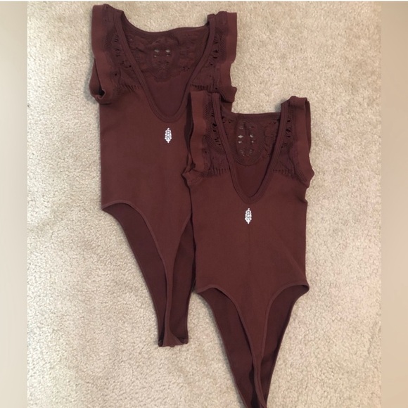Free People Crochet My Way Leotard in Dark Chocolate NWOT Size XL - Picture 9 of 12